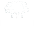 Outline of two elephants standing beneath a leafy tree, with a blank rectangle below.