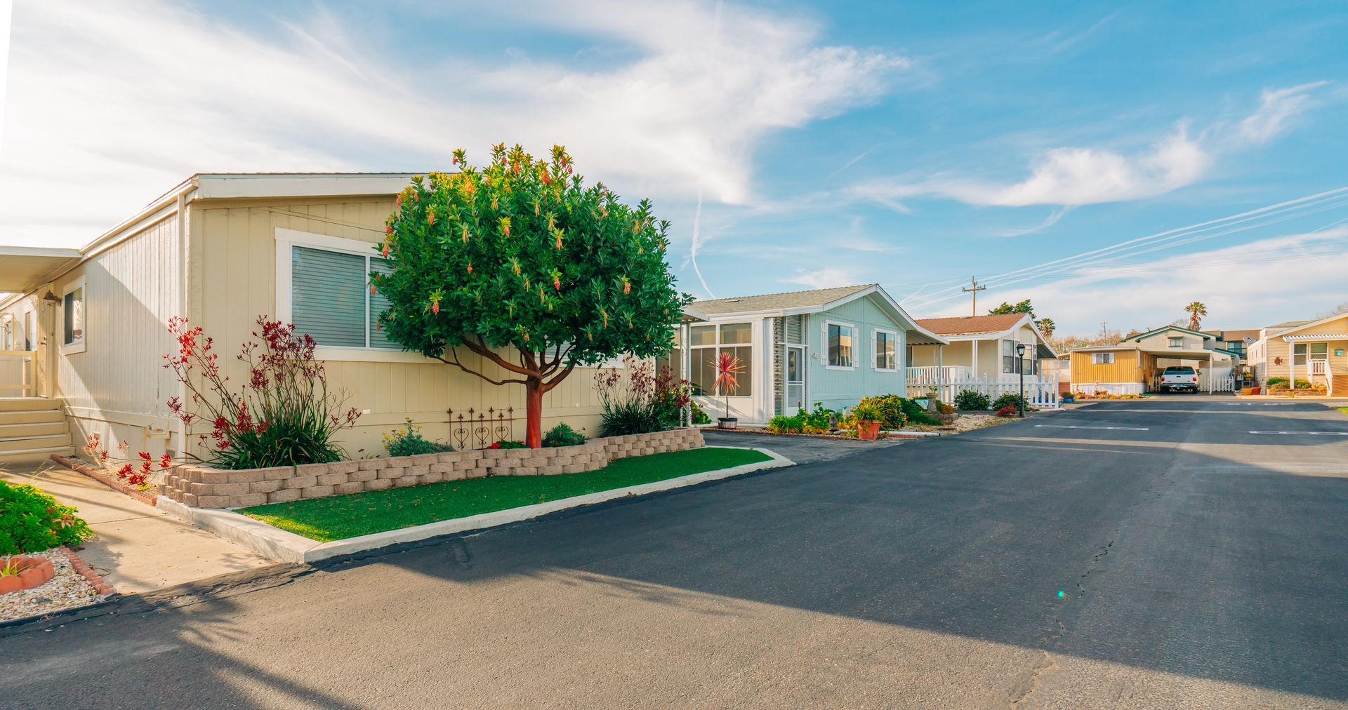 Row of manufactured homes