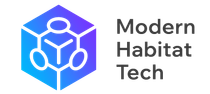 Logo with a blue and purple gradient cube, and the words 