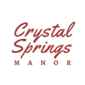 Crystal Springs Manor logo in burgundy script on a white background