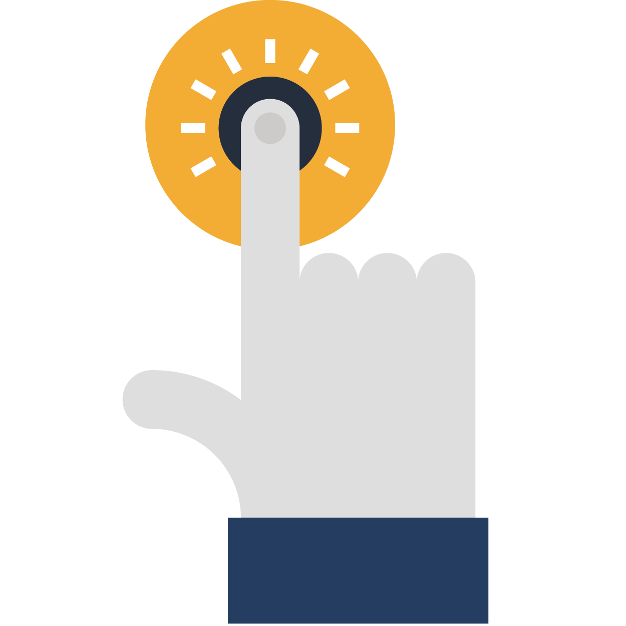 A hand is pressing a button with its finger.