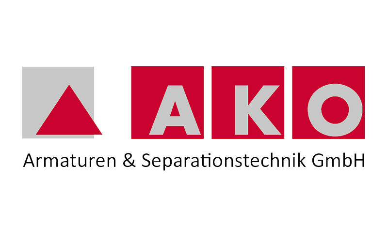 Ein rot-weißes Logo für die Ako Armaturen & Separationstechnik GmbH