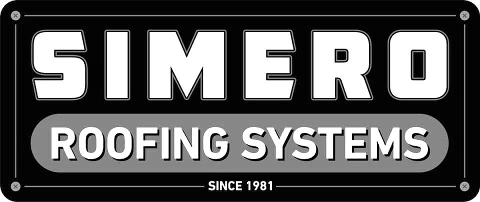 Logo for Simero Roofing Systems. White text on black rectangle: