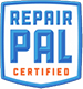 Repair Pal Certified logo in blue, white, and orange text with a check mark icon.