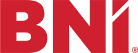BNI logo in bold red and white letters
