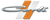 Stylized logo with gray script over an orange diagonal cross and silver streaks