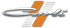 Stylized logo with gray script over an orange diagonal cross and silver streaks