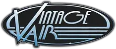 Vintage Air logo in white and light blue on a black oval background