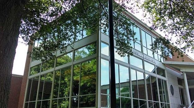 Commercial window security films installed on a business building in Miami, FL.