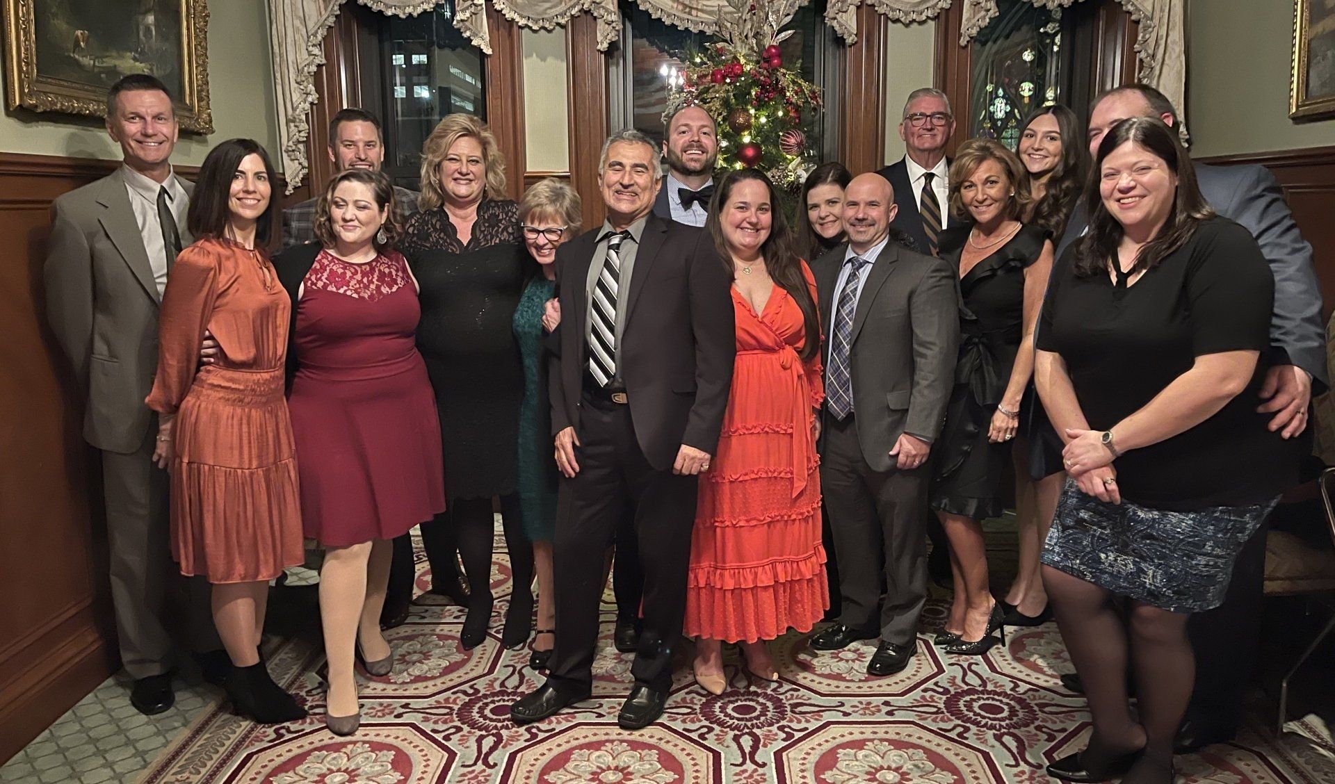 The Gaydos team and guests at the holiday party