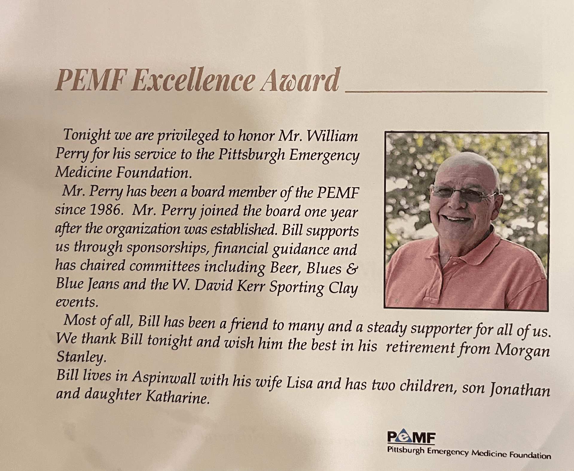 A blurb about the PEMF Excellence Award