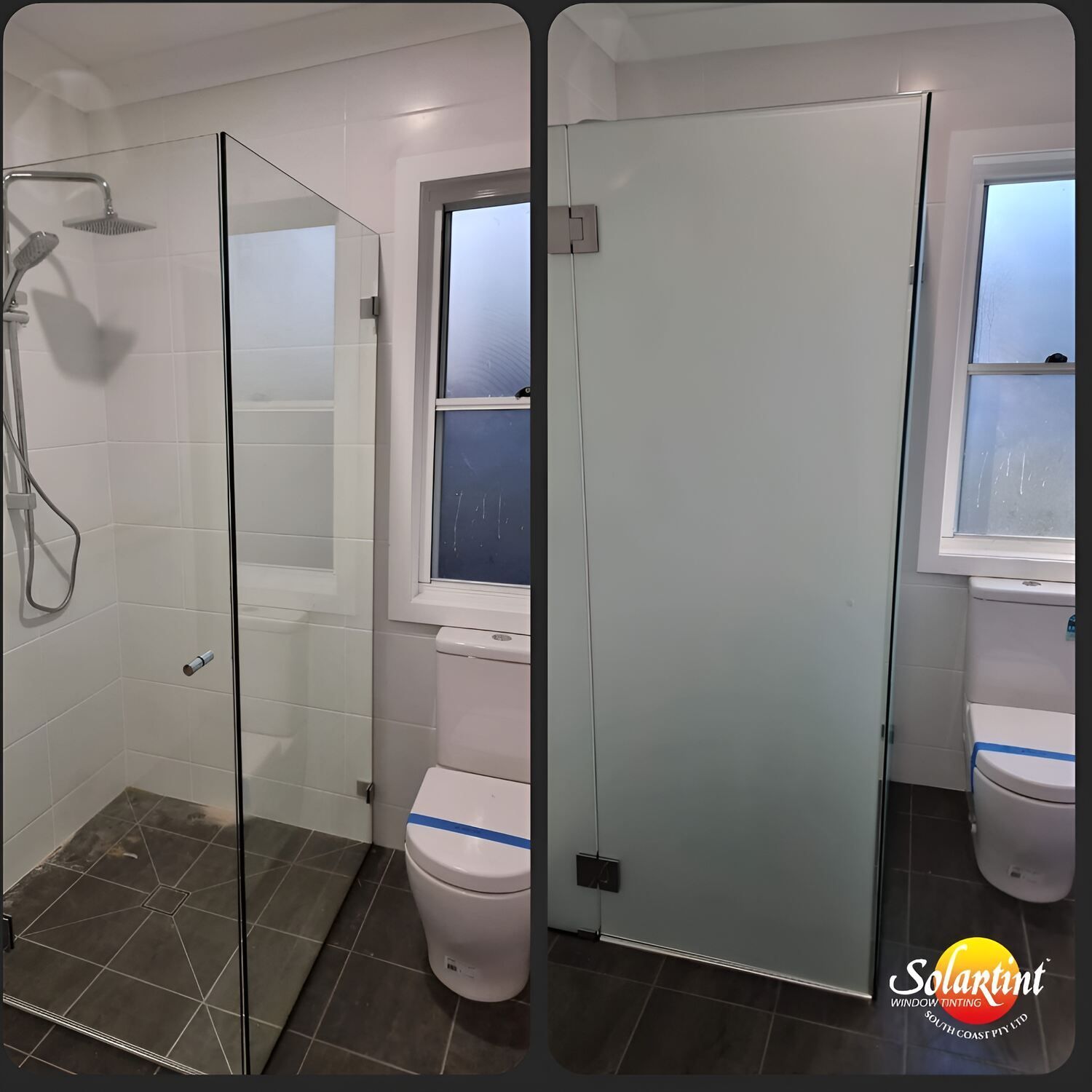 A Bathroom With A Toilet And A Shower Stall — Solartint South Coast (Juz Tint) In Batemans Bay, NSW