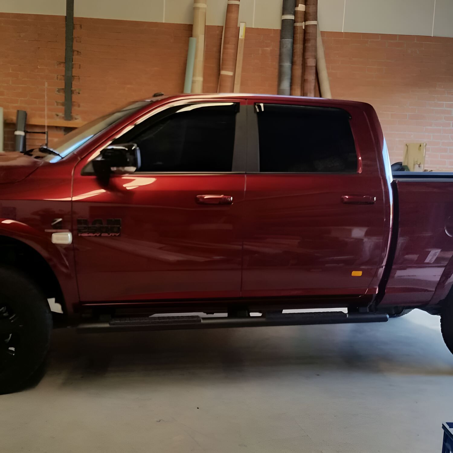 A Red Ram Truck Is Parked In A Garage โ Solartint South Coast (Juz Tint) In Batemans Bay, NSW