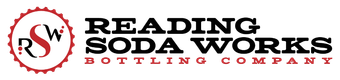 Reading Soda Works logo with red-and-black stylized text and a red gear icon on the left