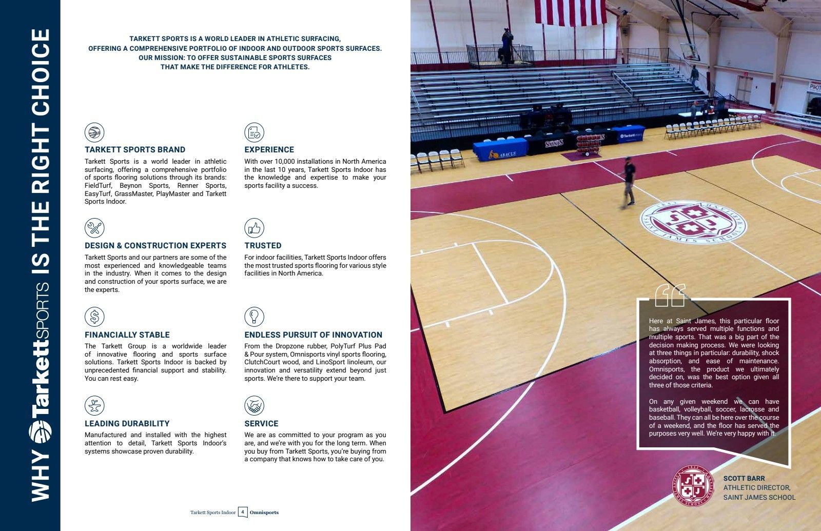 Why Tarkett Sports A marketing flyer titled