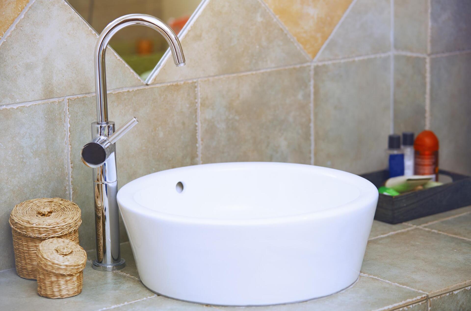 white sink with faucet