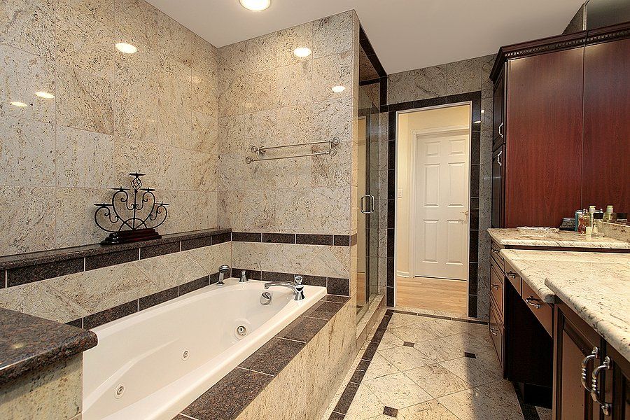 newly furnished bathroom tub