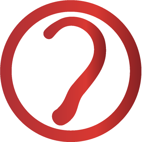 Red question mark inside a red circle icon