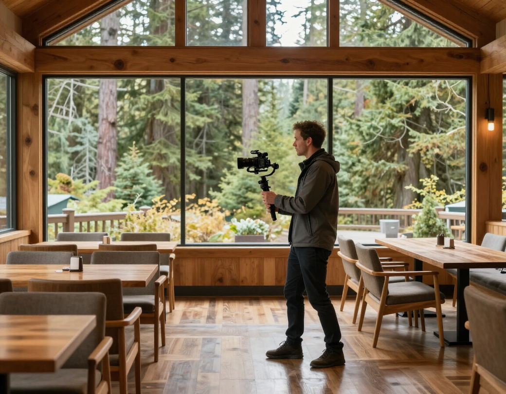 360° virtual tour in progress at a Pacific Northwest hospitality venue