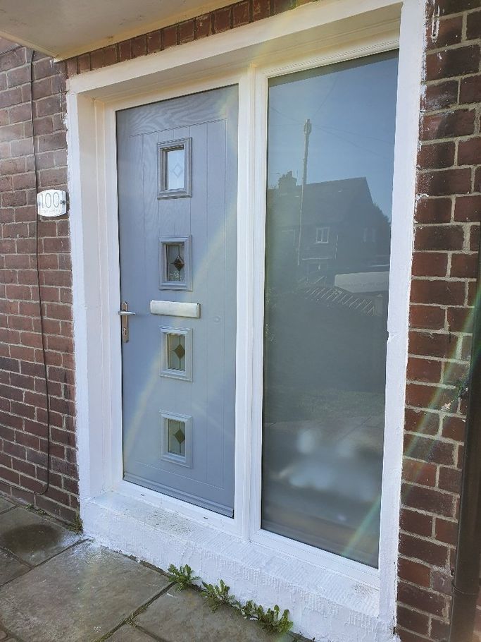 grey door and side window
