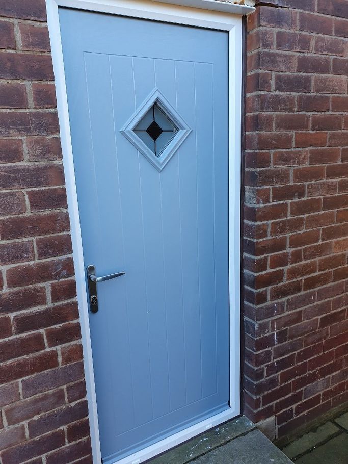 light grey diamond cottage door
