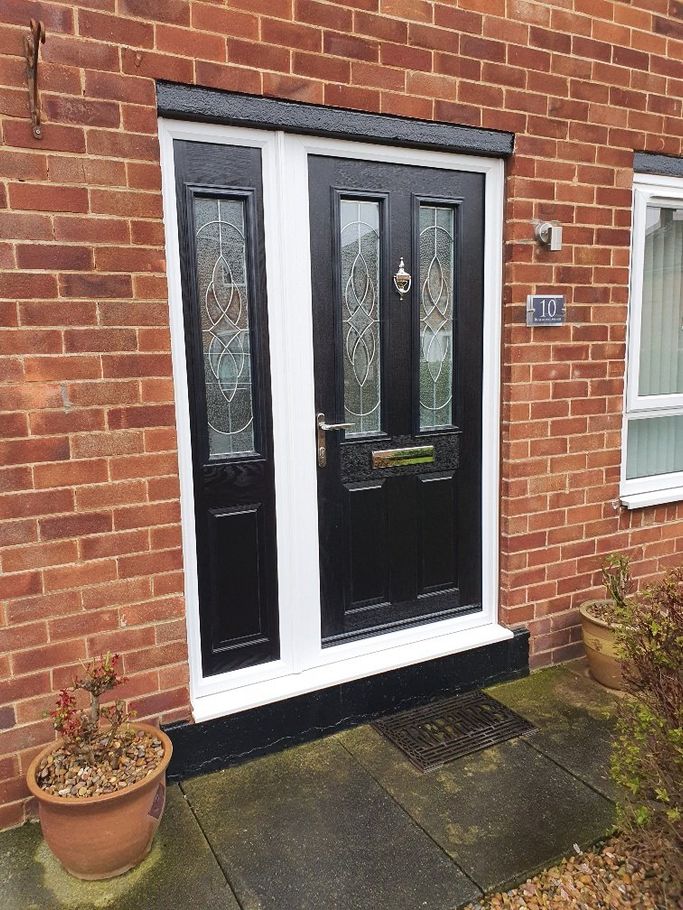 A black and white door