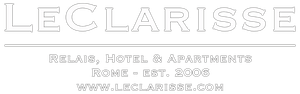 Le Clarisse logo: hotel name in outlined font with tagline