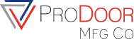 ProDoor MFG Co logo with red, blue, and gray geometric emblem and black/red text
