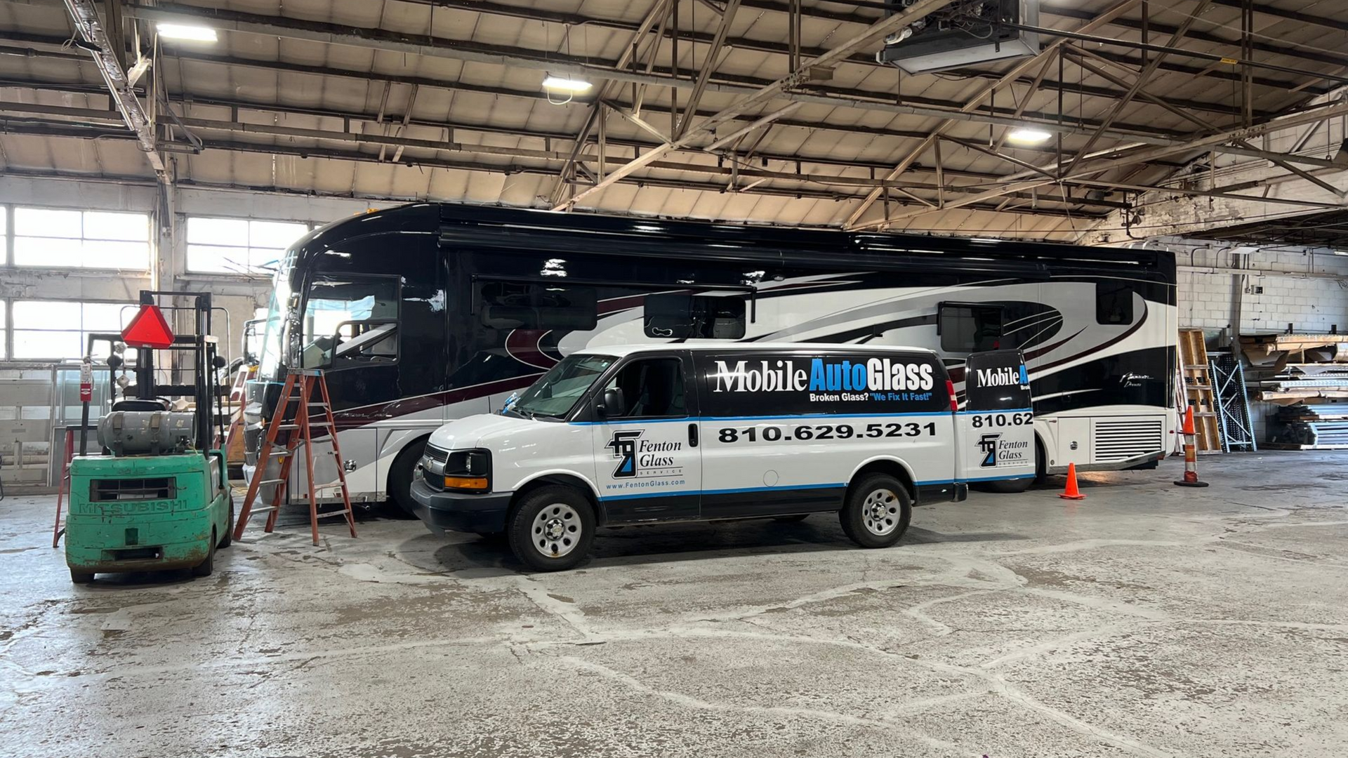 White van labeled 