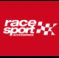 RaceSport Entertainment logo on a red background with white text and a checkered flag design.