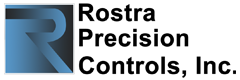 Logo for Rostra Precision Controls, Inc., with a stylized blue 