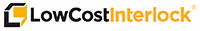 Logo for LowCostInterlock, featuring a black and yellow stylized house icon next to text.