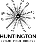 Huntington Youth Field Day logo with a black H at center and radiating baseball bats
