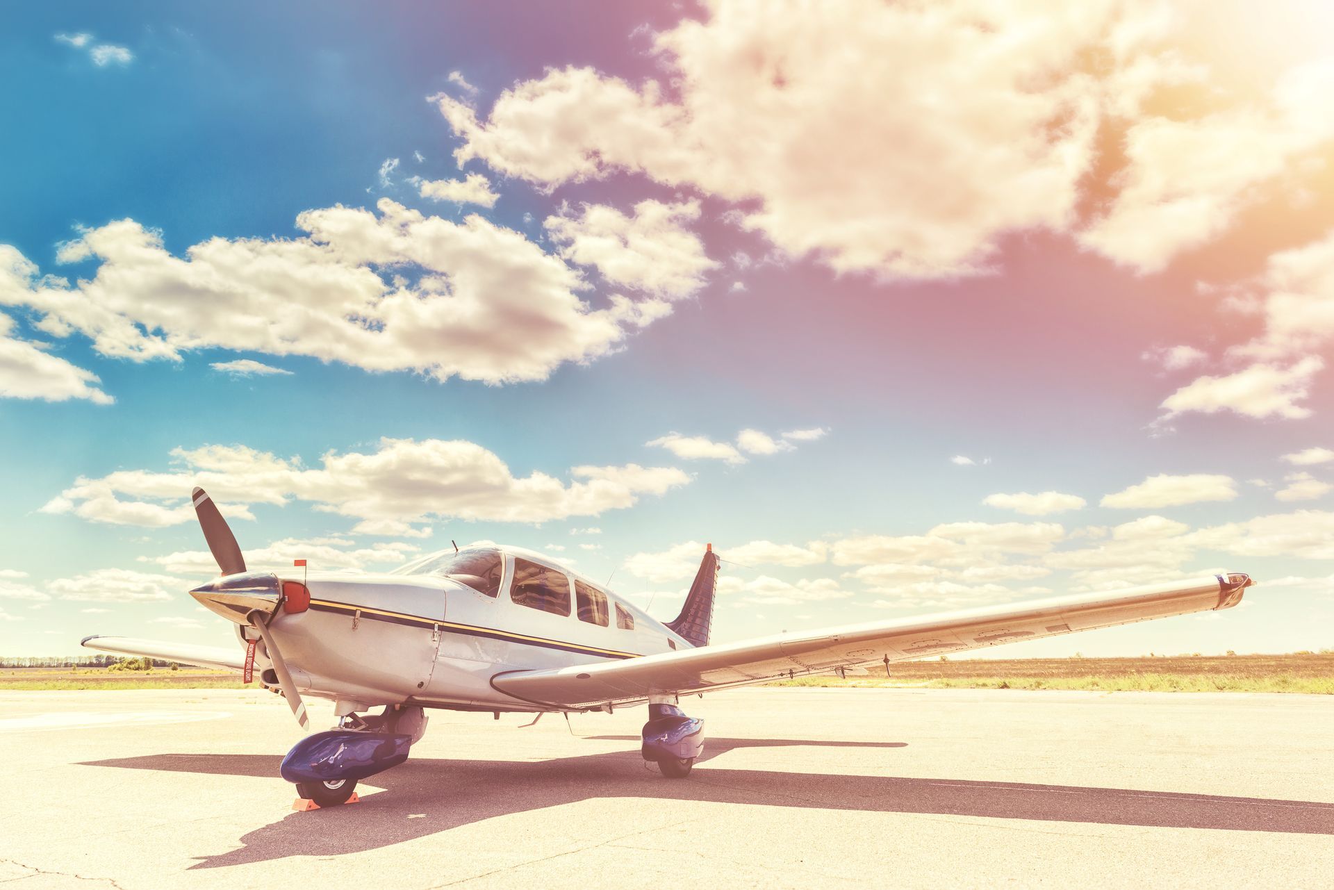 Propeller plane parking at the airport.