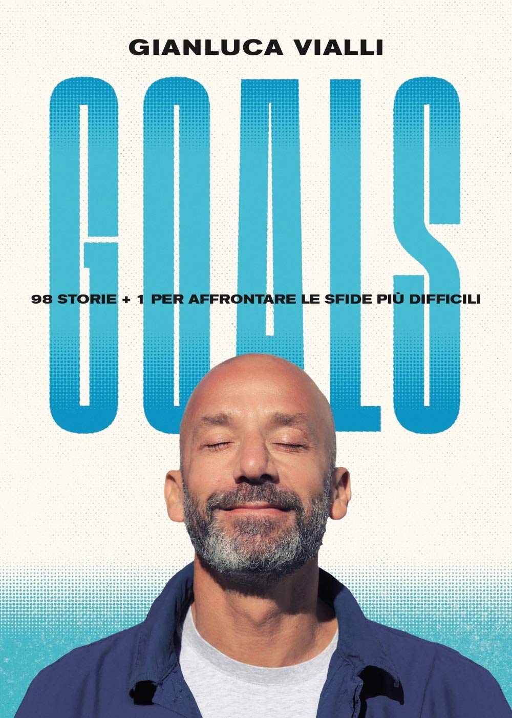 Copertina del libro raffigurante Gianluca Vialli con gli occhi chiusi, sotto la parola