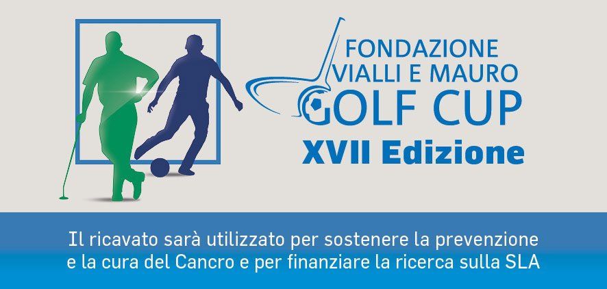 Manifesto dell'evento Golf Cup. Silhouette di golfisti e calciatori. Testo: 