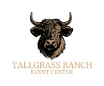 Logo for Tallgrass Ranch Event Center, featuring a sketched bull head and text.