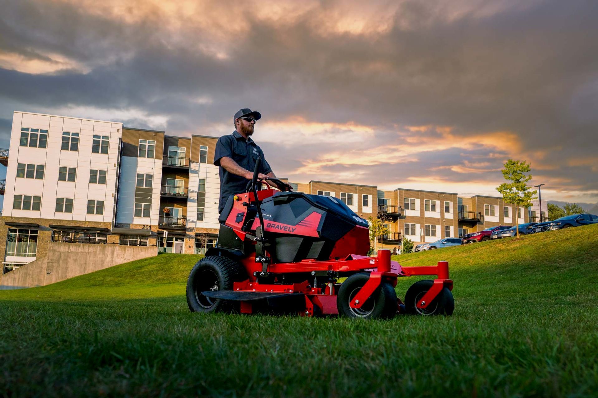 guy on lawn mower