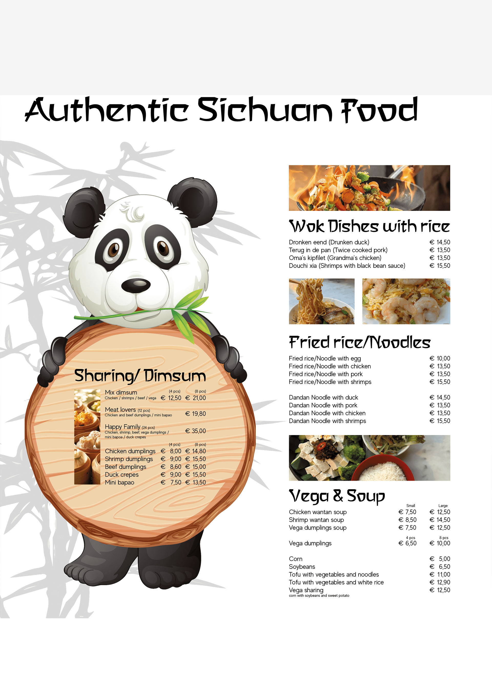 Een menukaart van een authentiek Sichuan-restaurant 