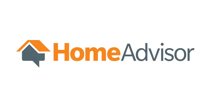 HomeAdvisor logo: orange roof and house icon with the company name in orange and gray text.