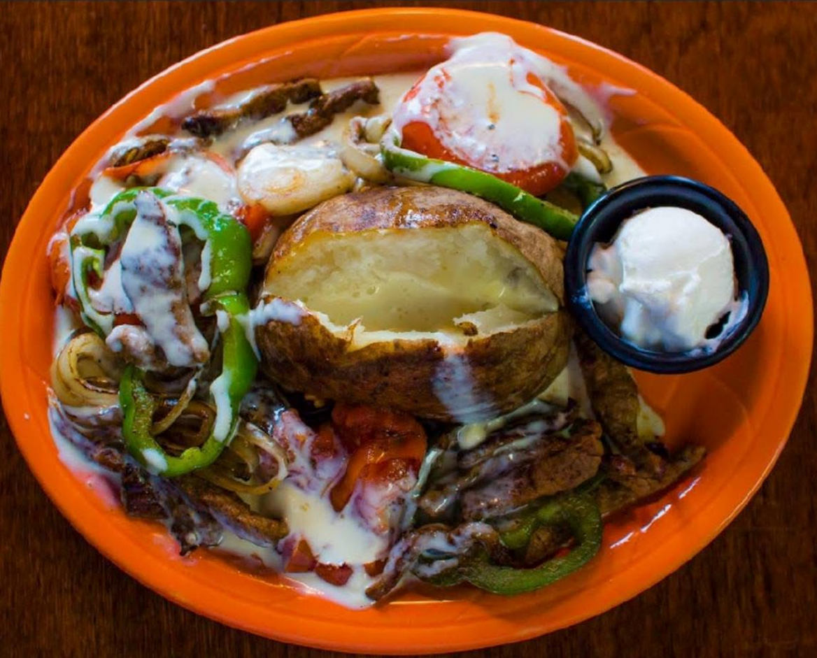 Fajitas with baked potato