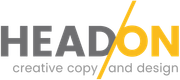 A logo for a company called head on creative copy and design