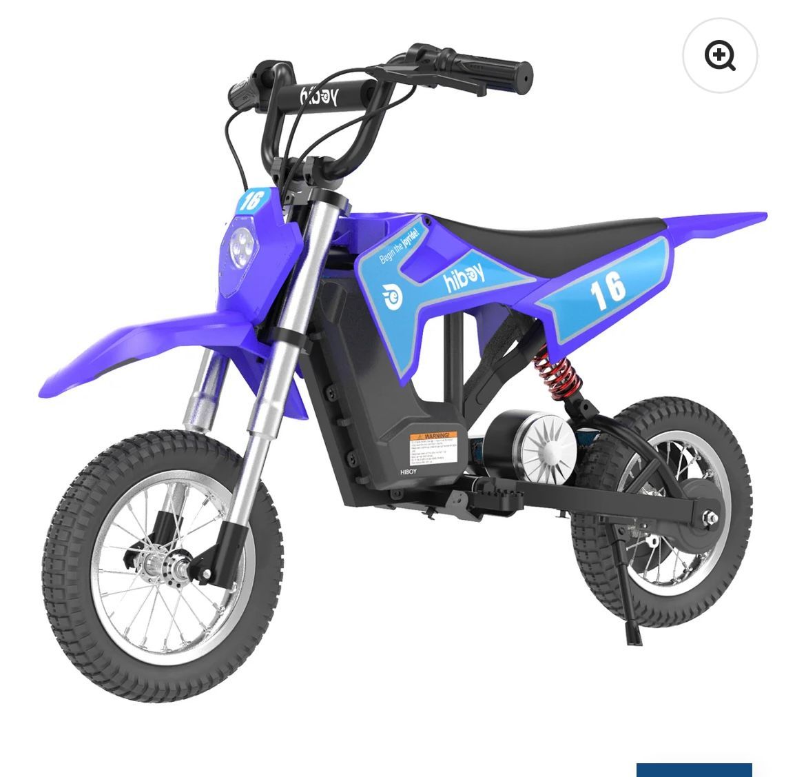 Blue and purple off-road dirt bike with black frame and silver front forks on a white background
