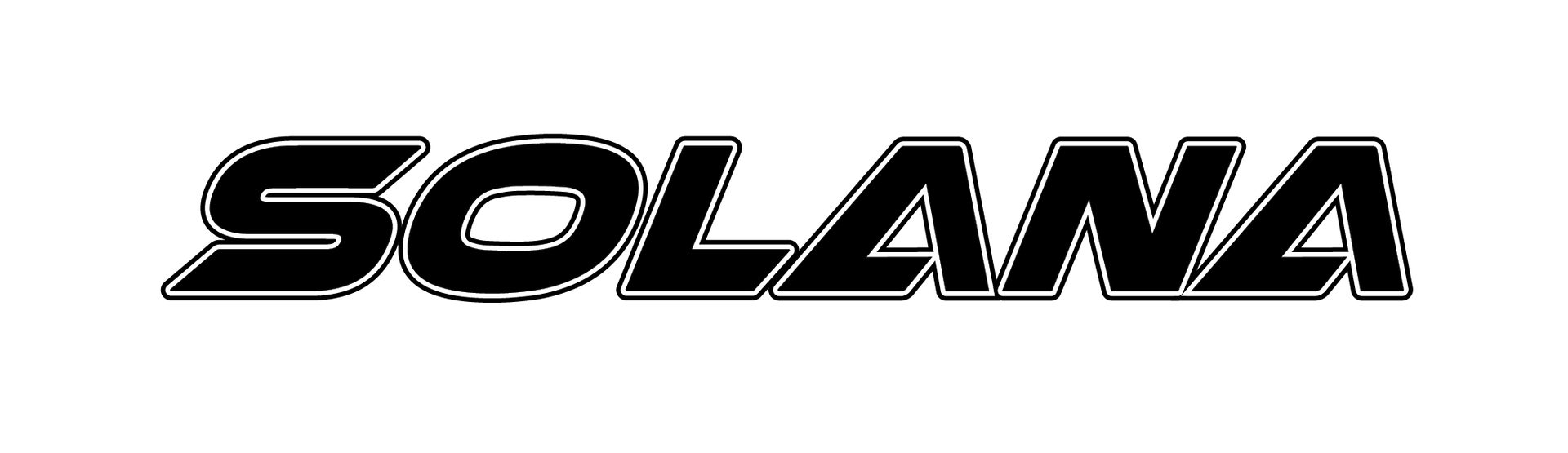 Black stylized “SOLANA” wordmark logo on a white background