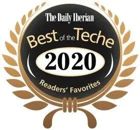 The Daily Iberian Best of the Teche 2020 Readers' Favorites award badge in gold and black