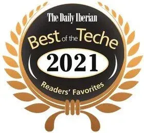 The Daily Iberian Best of the Teche 2021 Readers' Favorites award badge with laurel wreath
