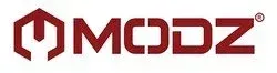 MODZ logo in red with stylized hexagon icon on a white background