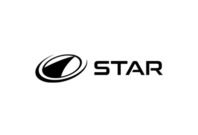 Black STAR logo with a swoosh emblem on a white background