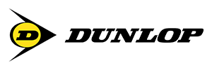 The Dunlop logo, featuring a yellow circle with a black