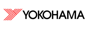 The Yokohama company logo featuring a red geometric chevron icon to the left of the black text